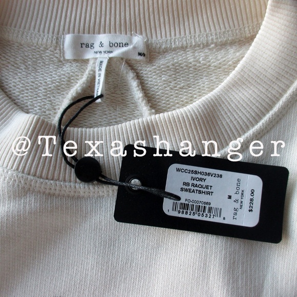 NWT Rag and Bone RB Raquet Sweatshirt M Medium Ivory - Picture 12 of 14